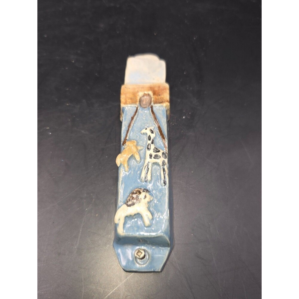 Vintage Children's Mezuzah Case Noah's Ark 3D Ceramic 4.75" Judaica